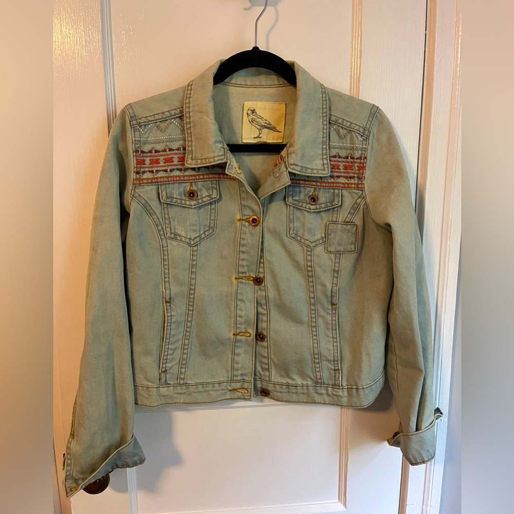 White Crow embroidered jean jacket